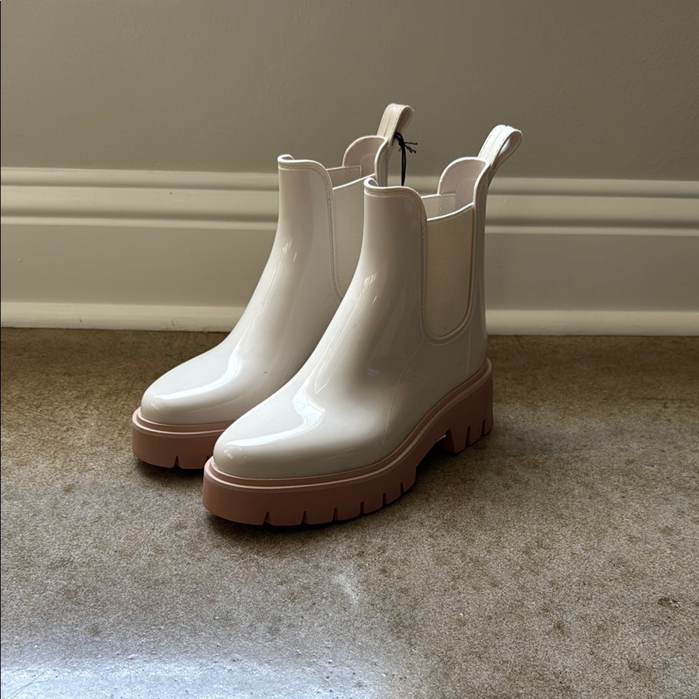 Women's Cream Ankle Rain Boots
